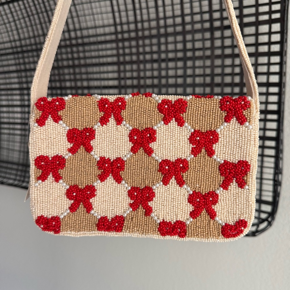 Anthropologie the Fiona beaded red bow bag - Picture 2 of 6